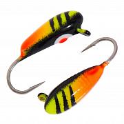Фото овсинка свинцовая d 6,0 мм, вес 2,97 гр, цвет желто-красно-черная с полосками и точкой /10 шт/
