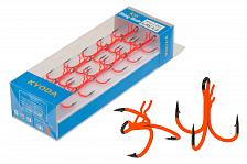 Фото тройник kyoda sting hook, оранжевое уф покрытие, доп.крепление к приманке, р-р №1/0 (12 шт)