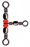 Фото вертлюг тройной с бус. 90 град. barrel triple swivels style, цвет black nikel, размер 5x7, (50шт.)